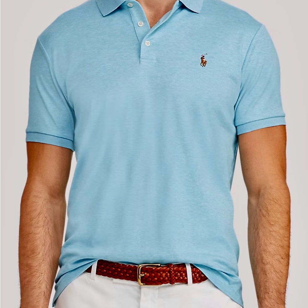 Classic Fit Interlock Polo in Blue Heather